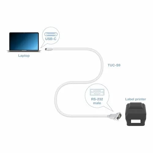 TRENDnet USB Type C to RS-232 DB9 Serial Adapter TUC-S9 1.8m (5.9 ft) | Connect Legacy Devices to Modern Laptops thumbnail 6