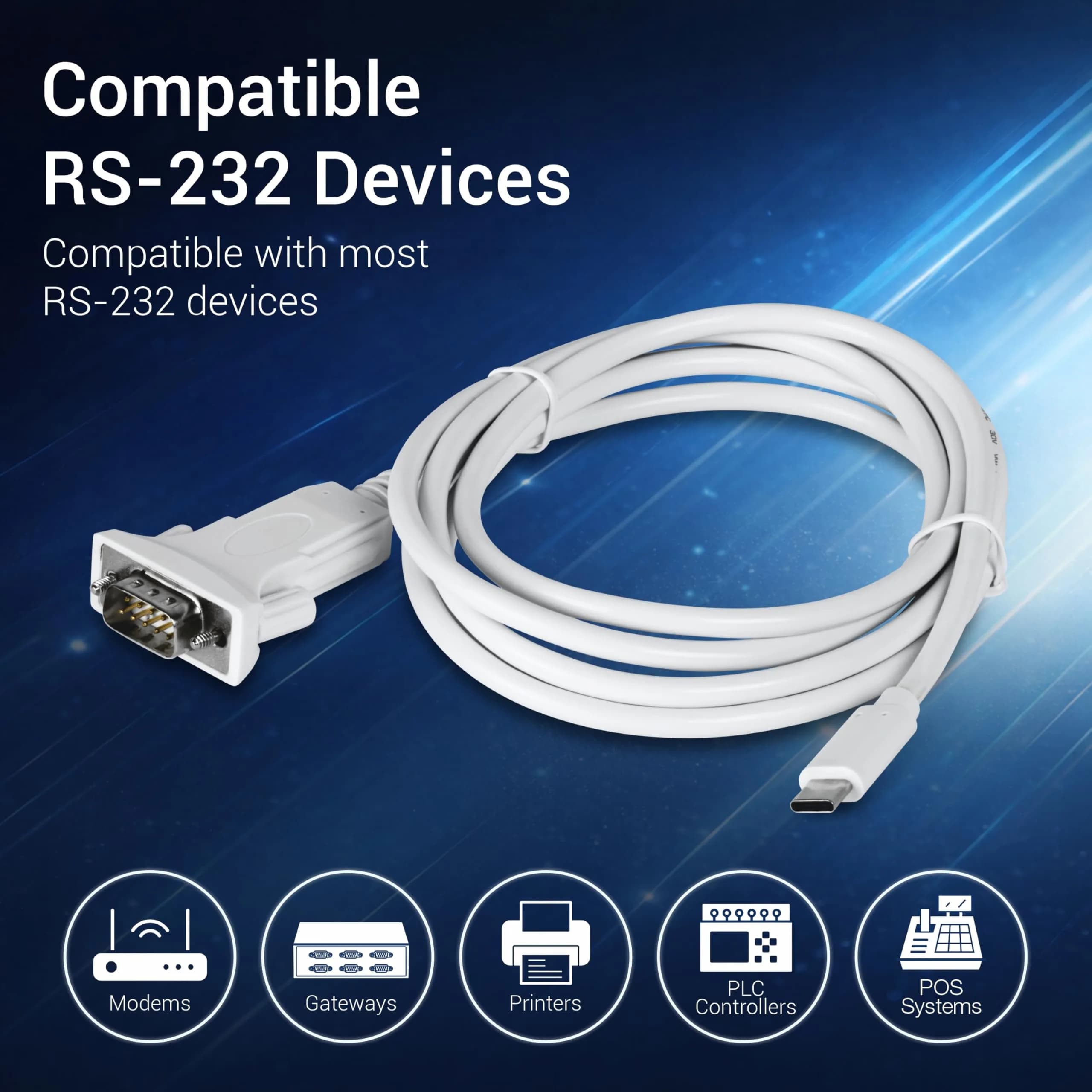 TRENDnet USB Type C to RS-232 DB9 Serial Adapter TUC-S9 1.8m (5.9 ft) | Connect Legacy Devices to Modern Laptops - view 3
