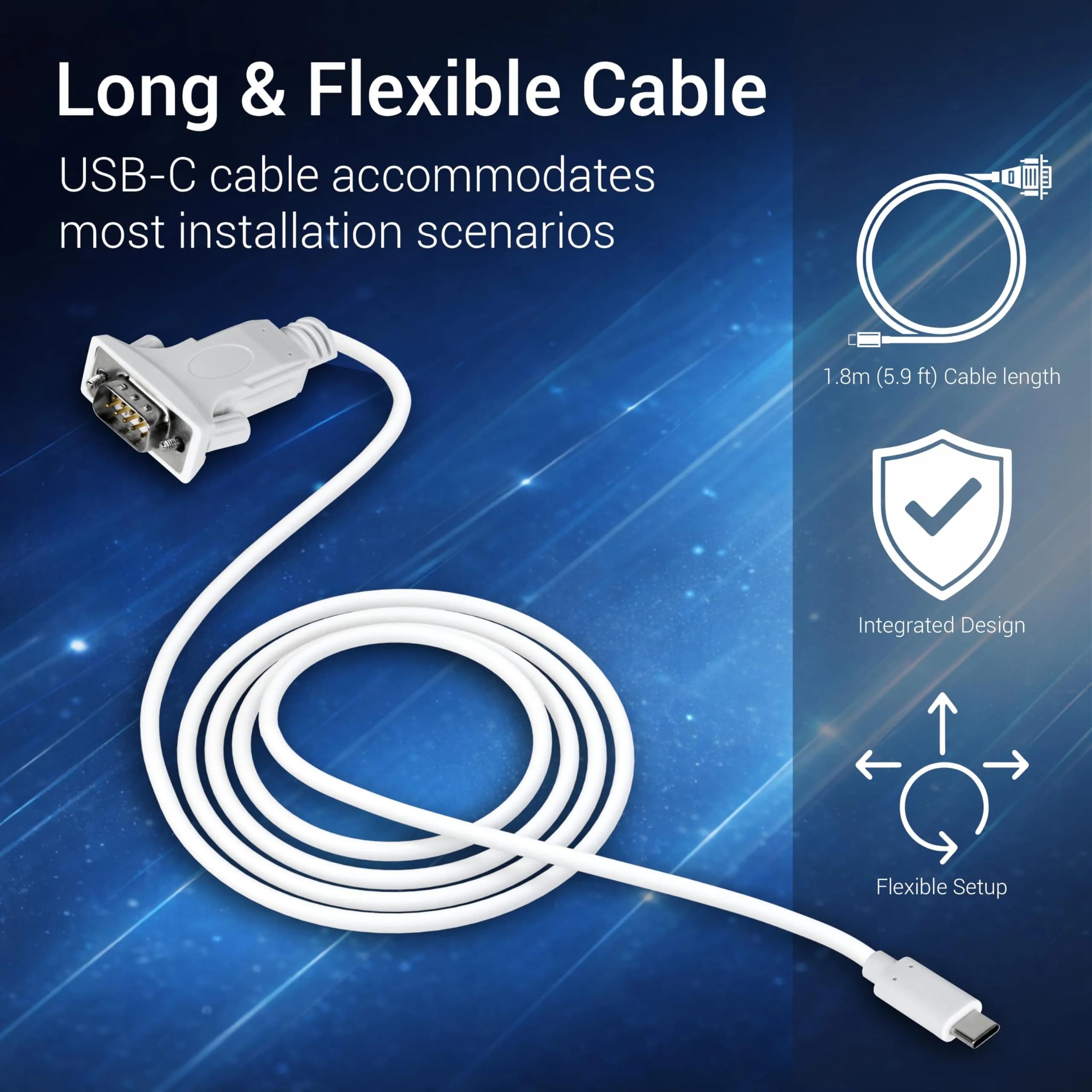 TRENDnet USB Type C to RS-232 DB9 Serial Adapter TUC-S9 1.8m (5.9 ft) | Connect Legacy Devices to Modern Laptops - view 4