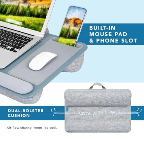 LapGear Home Office Pro Lap Desk 21.1x14 in Slate Blue | Fits 15.6" Laptops & Ergonomic Support thumbnail 4