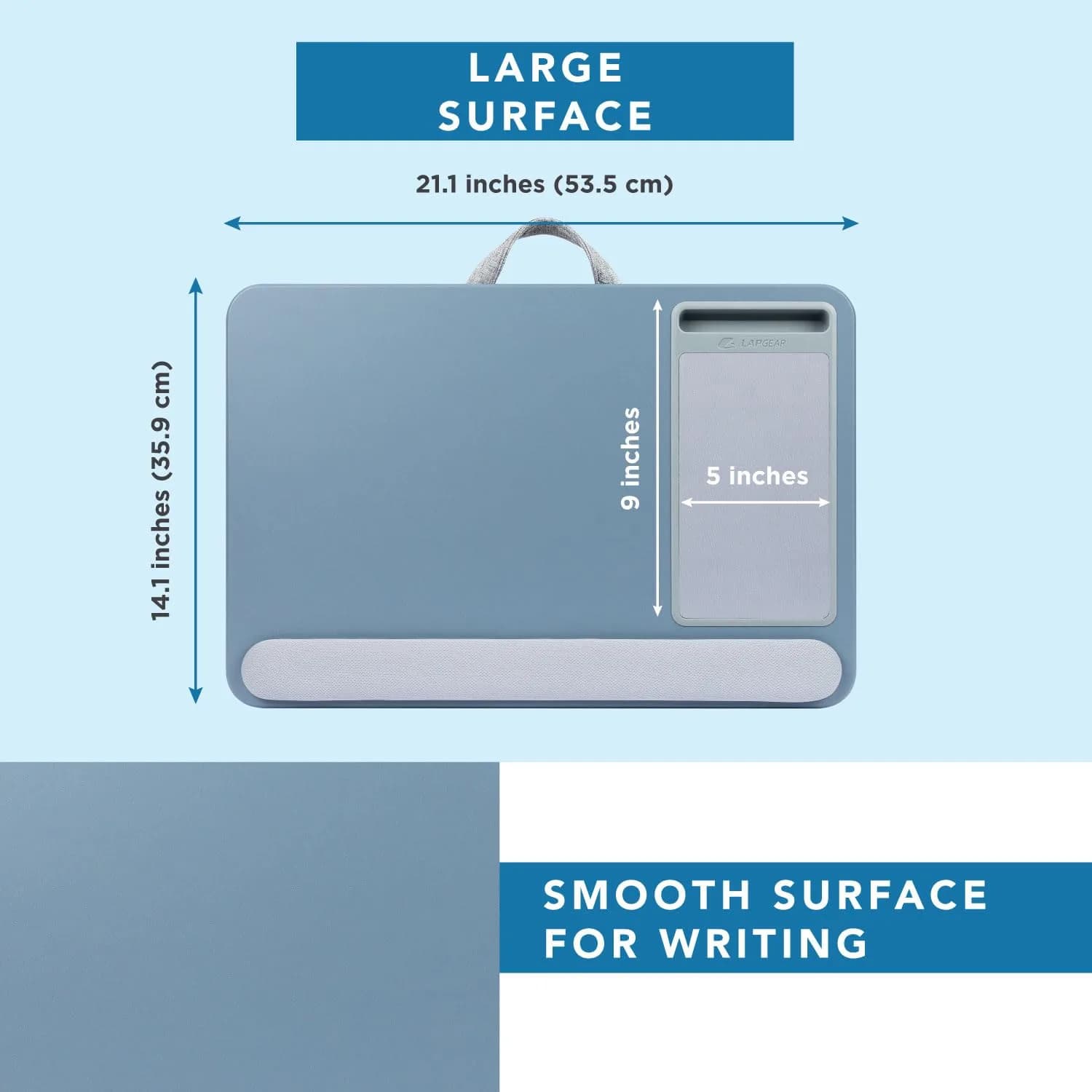 LapGear Home Office Pro Lap Desk with Wrist Rest & Mouse Pad, Slate Blue | Fits Laptops up to 39.6cm (15.6 Inch) - view 5