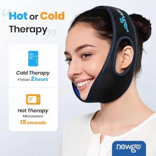 NEWGO Wisdom Teeth Ice Pack Head Wrap with Ear Holes, 60-Min Cold Therapy | Black, One Size thumbnail 8
