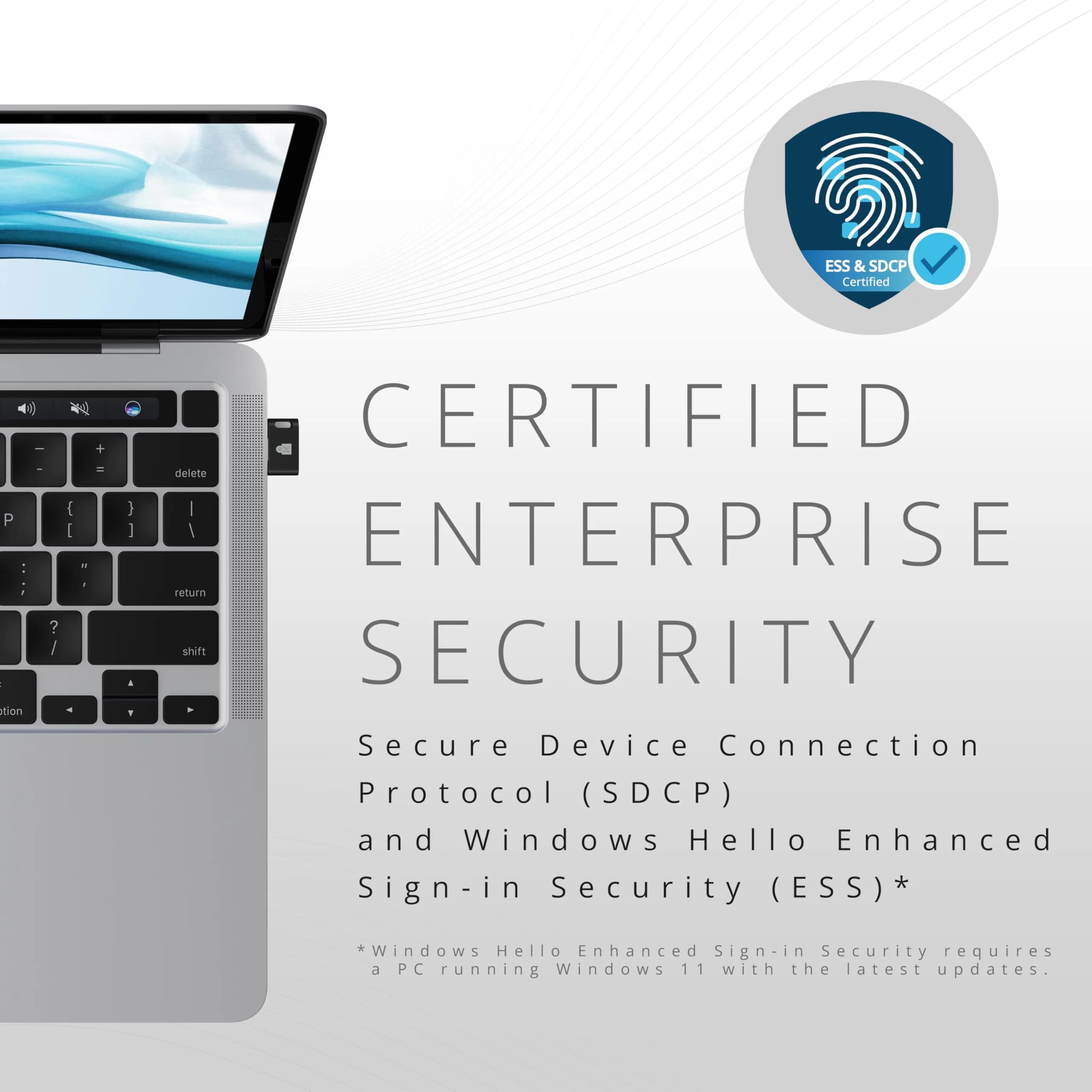 Kensington VeriMark IT 2.0 USB-C Fingerprint Key | Windows Hello & Business, 360° Reader, Password-Free Login - view 5
