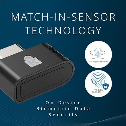 Kensington VeriMark IT 2.0 USB-C Fingerprint Key | Windows Hello & Business, 360° Reader, Password-Free Login thumbnail 6