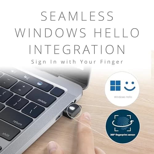 Kensington VeriMark IT 2.0 USB-C Fingerprint Key | Windows Hello & Business, 360° Reader, Password-Free Login thumbnail 3