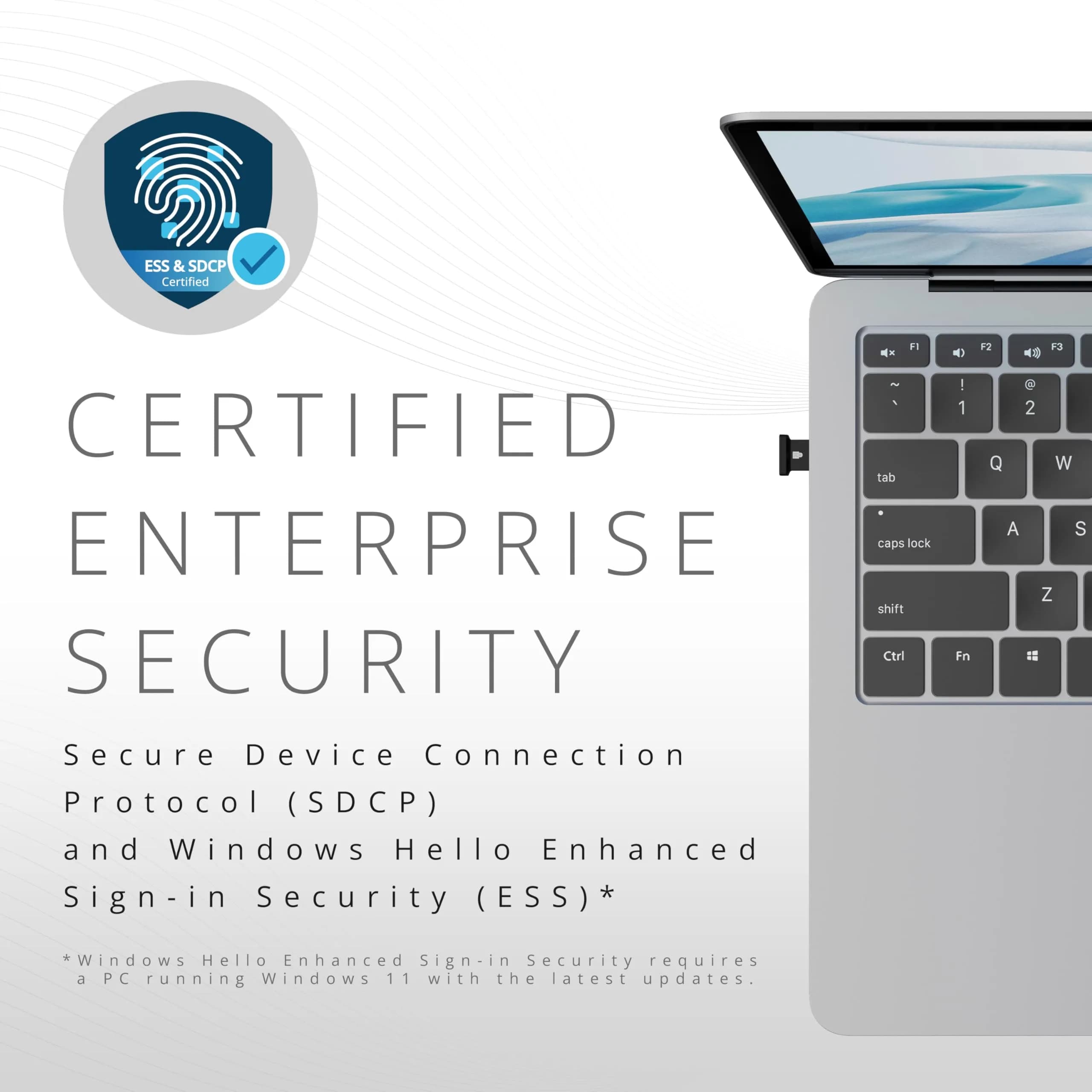 Kensington VeriMark™ IT 2.0 USB-A Fingerprint Key | Windows Hello & Business, 360° Reader, Password-Free Login - view 5
