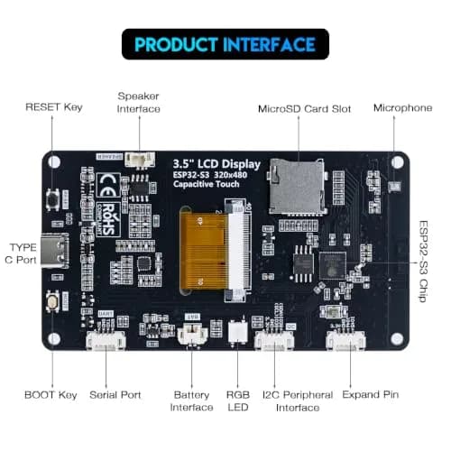 Hosyond ESP32-S3 Touchscreen Module 3.5" IPS LCD 240x320 | Capacitive Touch for IoT Projects thumbnail 4