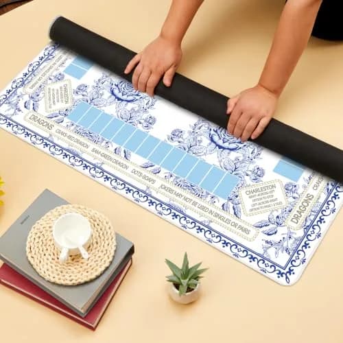 party greeting Chinoiserie Mahjong Mat with Black Carrying Bag 31.5 x 31.5 Inches | Noise & Slip Resistant Game Table Cover thumbnail 4