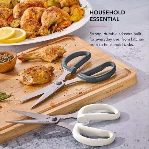 KitchenAid Gray Multipurpose Shear Set, 2 Pack - Versatile Kitchen Scissors with Nutcracker & Bottle Opener thumbnail 2