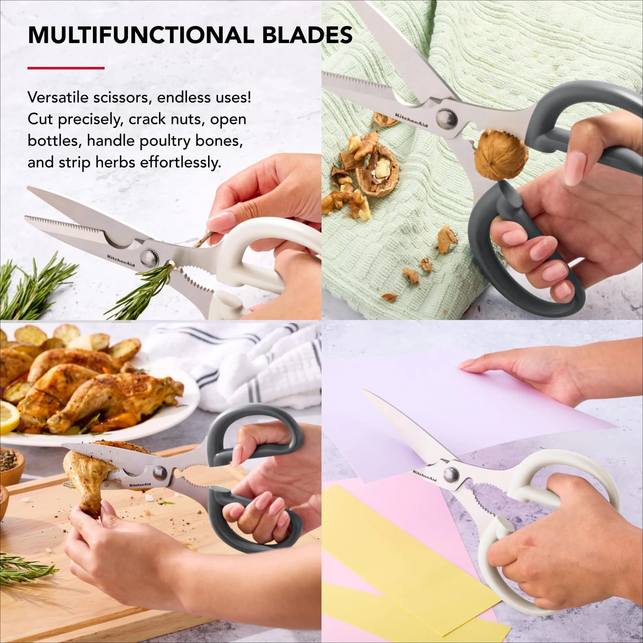 KitchenAid Gray Multipurpose Shear Set, 2 Pack - Versatile Kitchen Scissors with Nutcracker & Bottle Opener - view 3