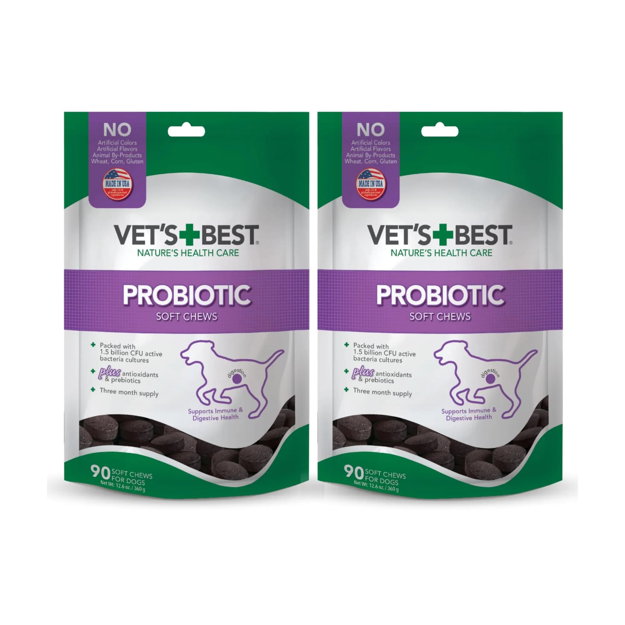 Vet’s Best Probiotic Soft Chews for Dogs 180 Count | Supports Digestive & Immune Health — Chew