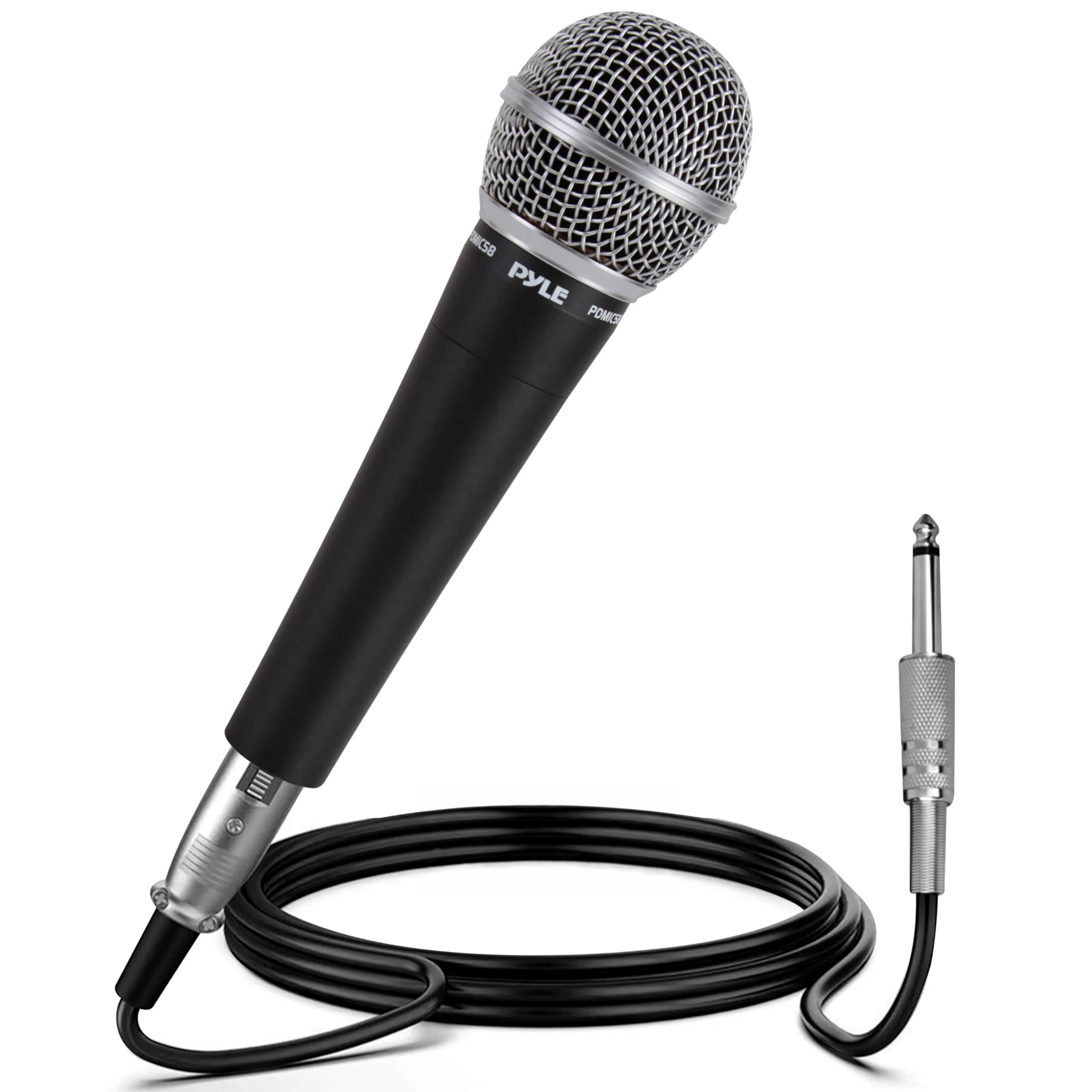 Pyle Wired Dynamic Microphone for Singing & Karaoke | Handheld Cardioid Vocal Mic with XLR Cable