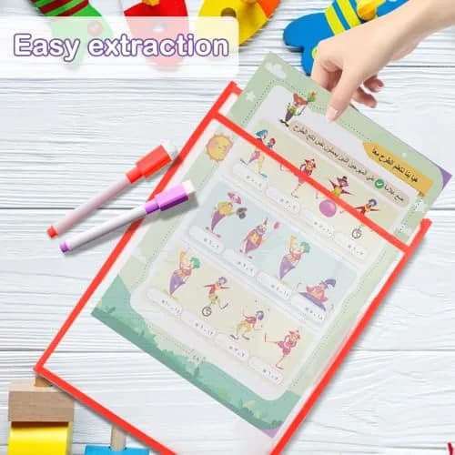 Ufamrine 30 Pcs Dry Erase Pockets Sleeves Colorful, Job Ticket Holders 25cm x 33cm (10" x 13") | Reusable Plastic Sleeves for Teachers thumbnail 3