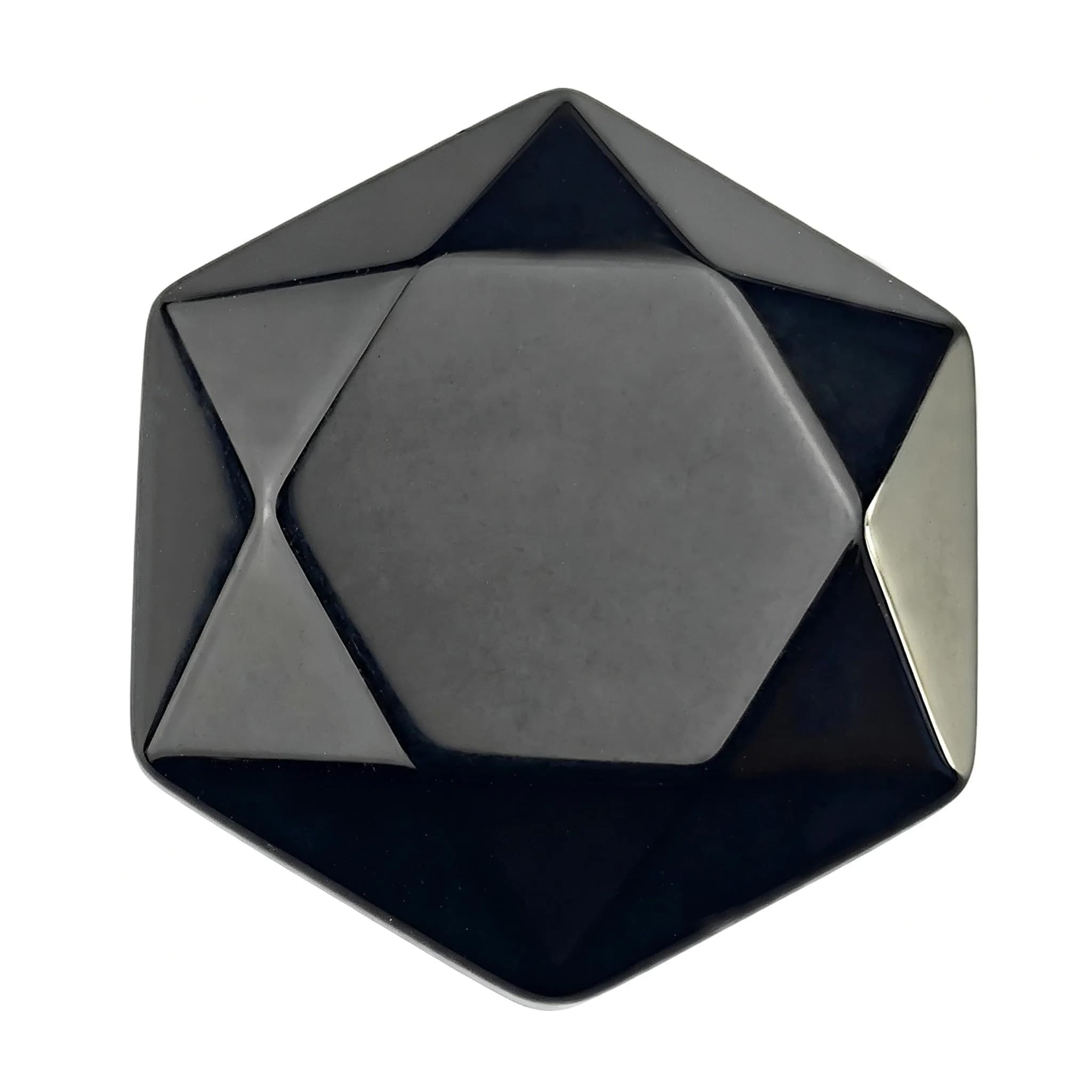 FHNP367 Natural Black Obsidian Hexagram Chakra Stone 1.2 inch | Hand-Polished Healing Crystal for Energy & Stress Relief — Hexagram-black Obsidian