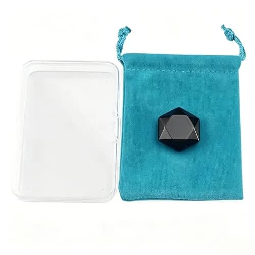 FHNP367 Natural Black Obsidian Hexagram Chakra Stone 1.2 inch | Hand-Polished Healing Crystal for Energy & Stress Relief thumbnail 3