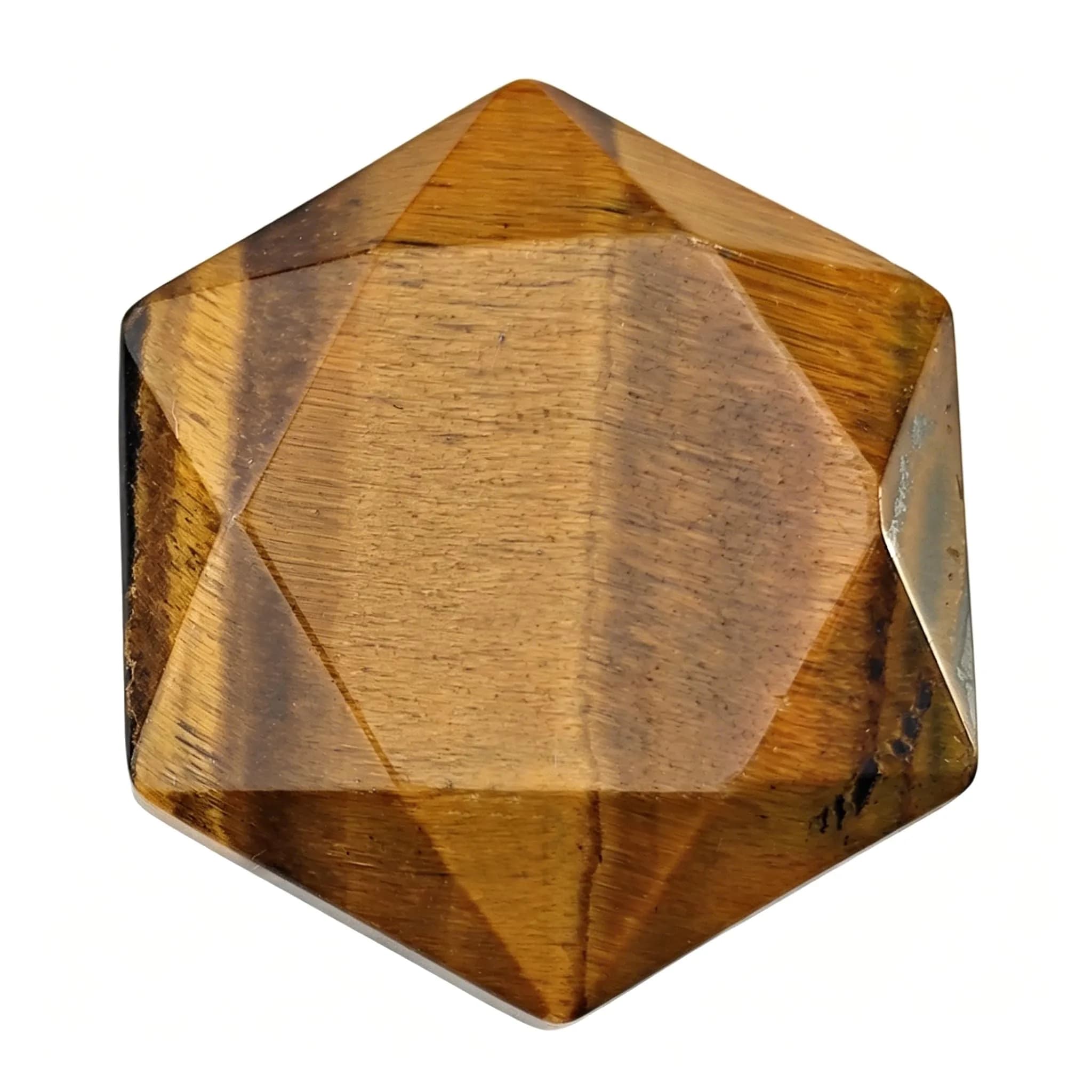 FHNP367 Natural Black Obsidian Hexagram Chakra Stone 1.2 inch | Hand-Polished Healing Crystal for Energy & Stress Relief — Hexagram-tiger Eye Stone