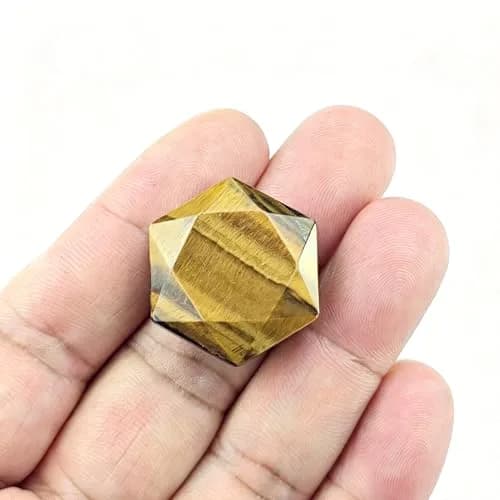 FHNP367 Natural Tiger Eye Hexagram Chakra Stone 1.2 inch | Hand-Polished Healing Crystal thumbnail 2