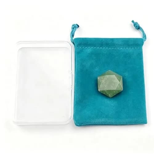 FHNP367 1.2 inch Green Aventurine Hexagram Healing Crystal Worry Stone | Natural Carved Gemstone for Energy & Stress Relief thumbnail 3