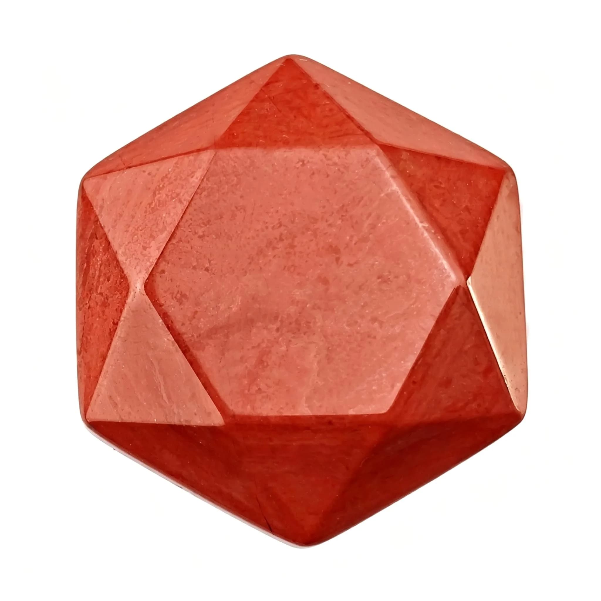 FHNP367 Healing Crystal Worry Stone 1.2 inch Red Jasper Hexagram | Hand-Polished Natural Gemstone for Energy & Stress Relief