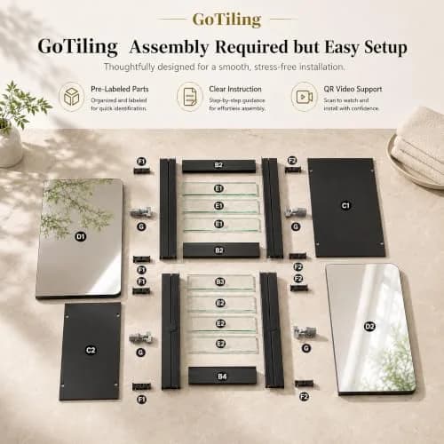 GoTiling 30x26 Black Medicine Cabinet with Mirror, Recessed & Surface Mount | Adjustable Shelves, Aluminum Frame thumbnail 6