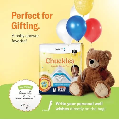 Curera Chuckles Disposable Baby Changing Pad Liners 17x24 inch (50-Pack) | Hospital-Grade 5-Layer Protection thumbnail 7