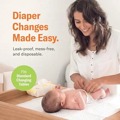 Curera Chuckles Disposable Baby Changing Pad Liners 17x24 inch (50-Pack) | Hospital-Grade 5-Layer Protection thumbnail 2