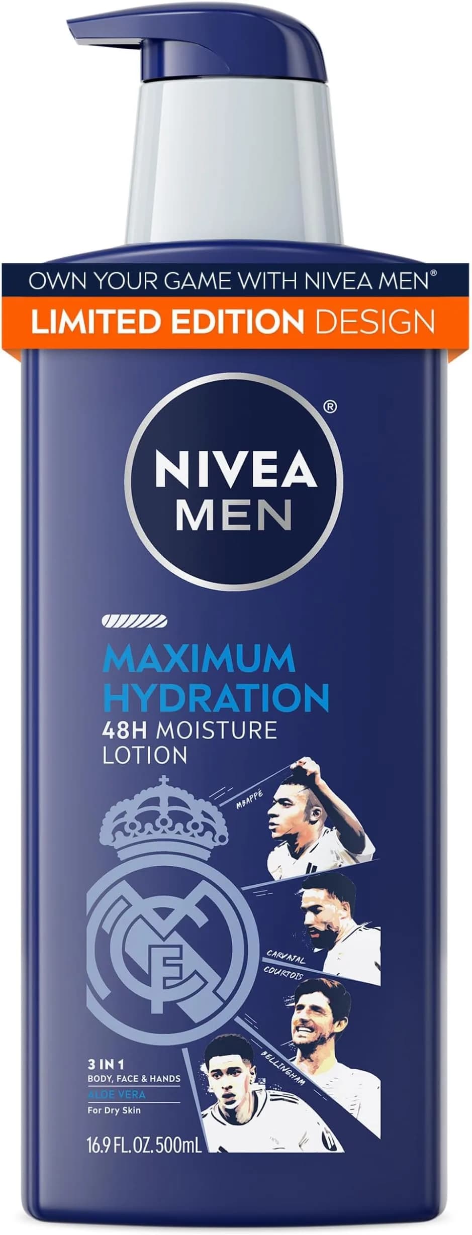 NIVEA MEN Real Madrid Maximum Hydration Body Lotion 6000ml (202.8 Fl Oz) | 48-Hour Moisture for Dry Skin - main product image