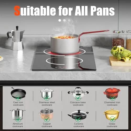 Jessier 2 Burner Electric Cooktop 220V 3000W | Hardwired Drop-In Ceramic Glass Cooktop thumbnail 4