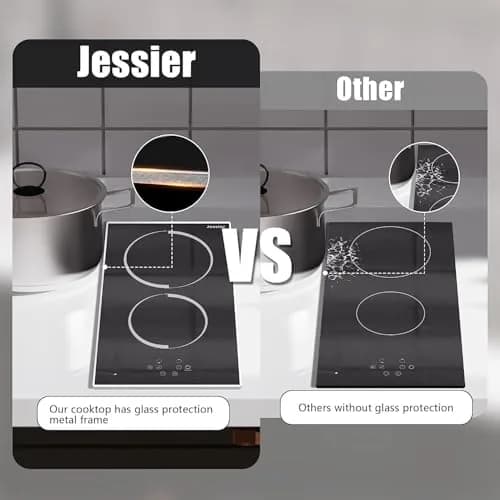 Jessier 2 Burner Electric Cooktop 220V 3000W | Hardwired Drop-In Ceramic Glass Cooktop thumbnail 7