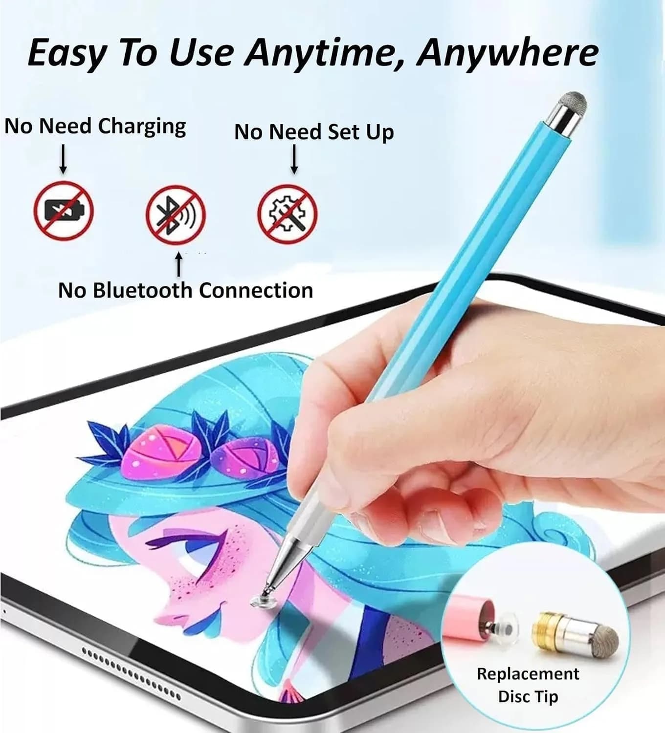 fllynewrite Pink 3-in-1 Stylus Pen for Samsung Galaxy Tab A9+/A9/A8/A7/A7 Lite, iPad Pro/iPhone/Fire/Surface | Universal Touchscreen Input Pen - view 4