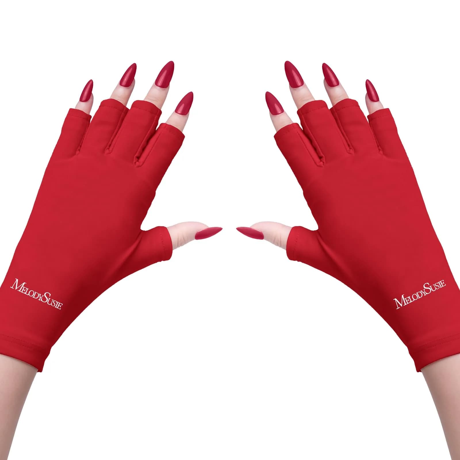 MelodySusie UV Gloves for Gel Nail Lamp, Professional UPF50+ UV Protection Fingerless Gloves (White) | Protects Hands from UV Harm