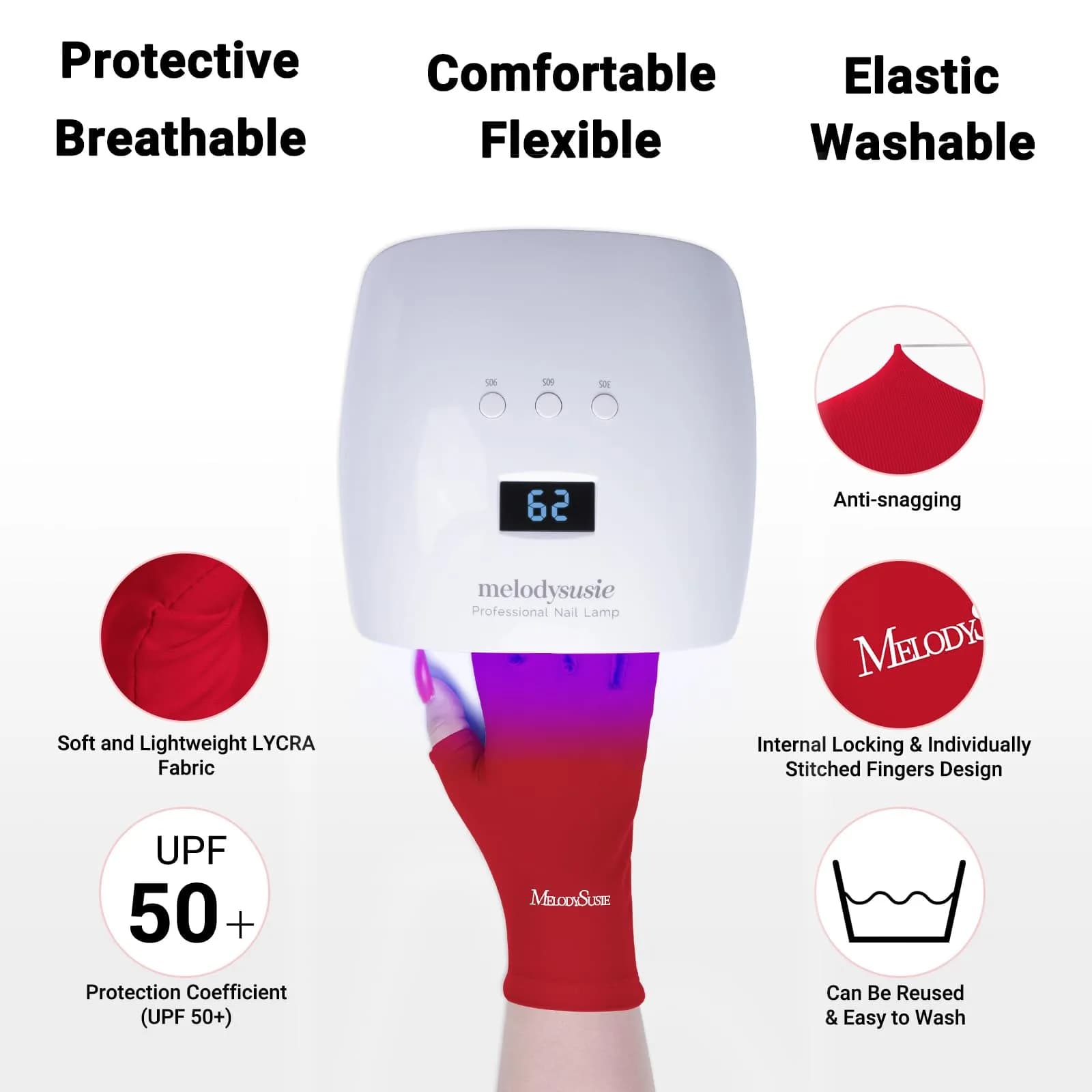 MelodySusie Fingerless UV Protection Gloves for Gel Manicures | UPF 50+ Blocks 99% UV Rays - view 6