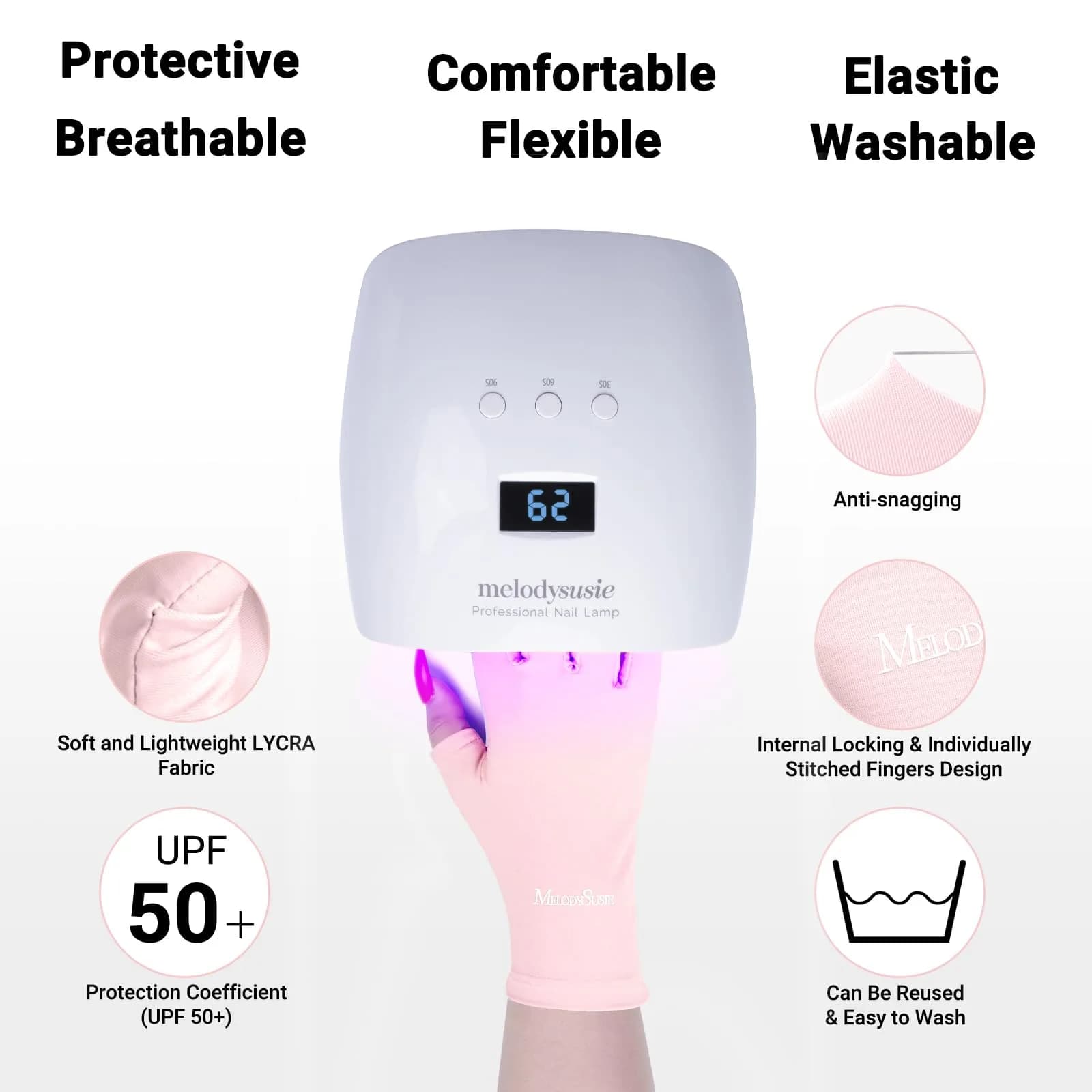MelodySusie Fingerless UV Protection Gloves for Gel Manicure | UPF 50+ Blocks 99% UV Rays - view 6