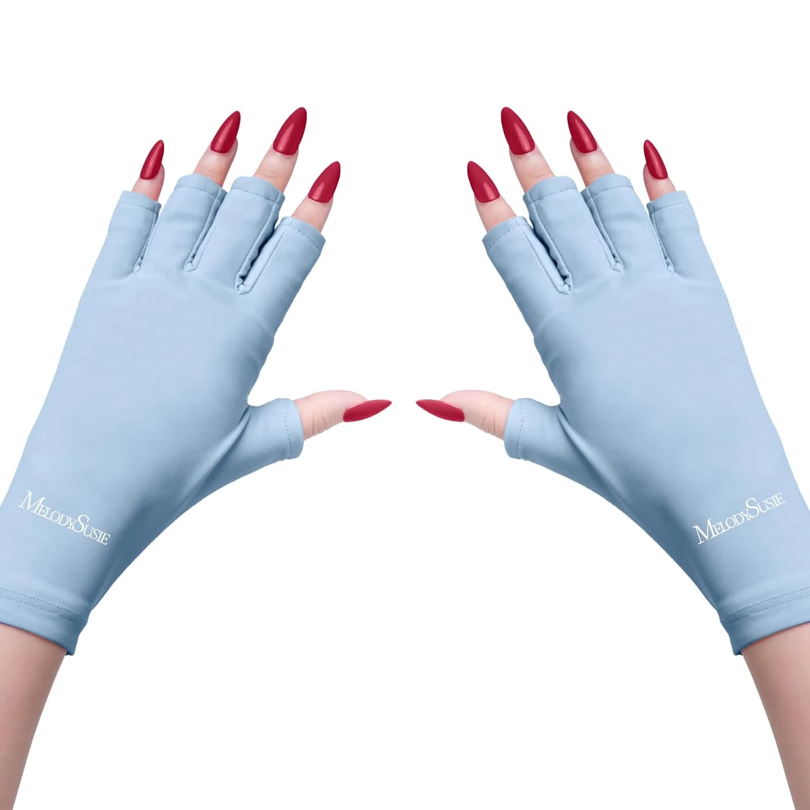 MelodySusie UV Gloves for Gel Nail Lamp, Professional UPF50+ UV Protection Fingerless Gloves (White) | Protects Hands from UV Harm