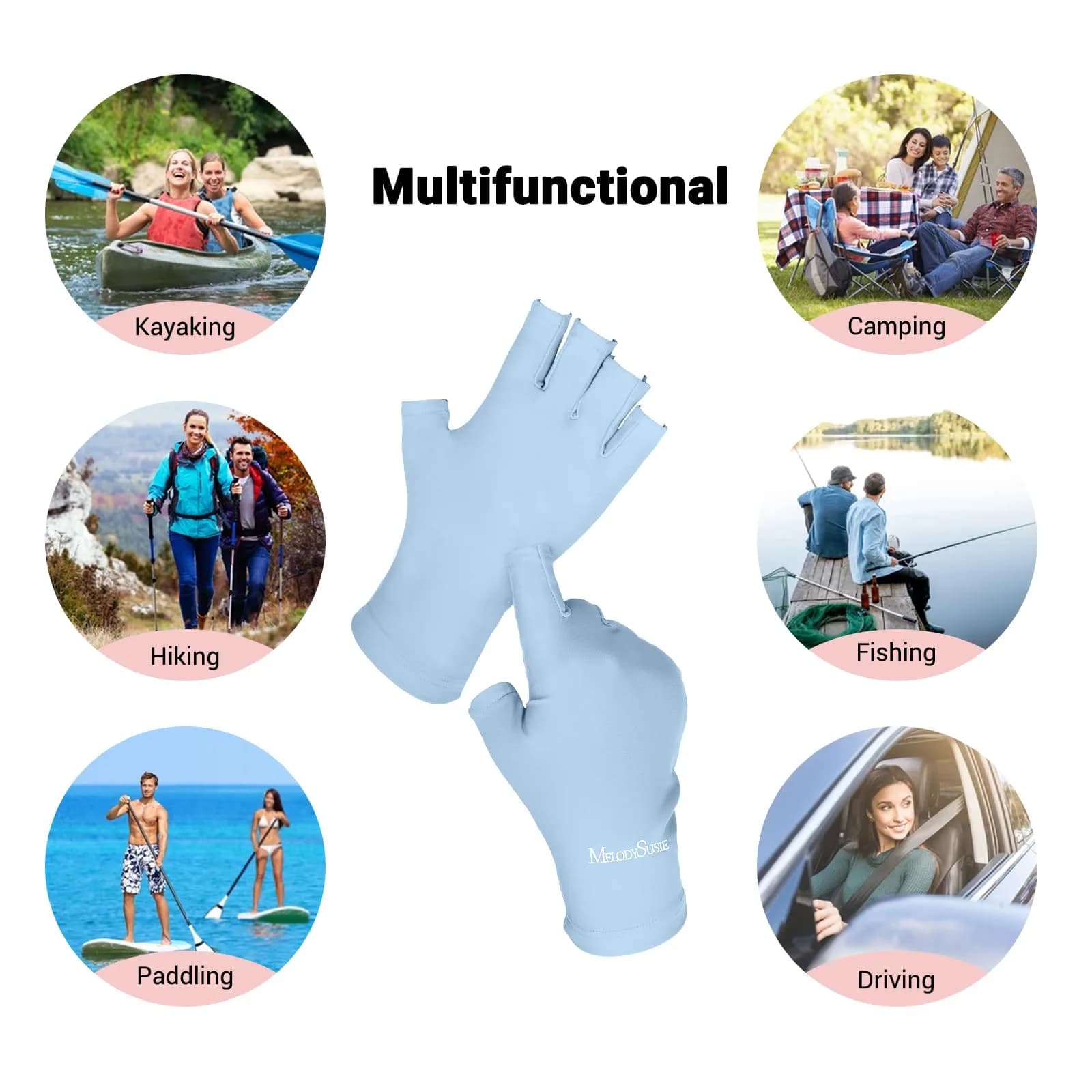 MelodySusie Baby Blue Fingerless UV Protection Gloves for Gel Nail Lamp - view 4