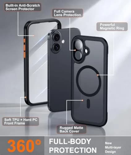 Red2Fire Military Grade Case for iPhone 17 6.3" with Screen & Camera Protector, MagSafe Compatible, Black | Heavy Duty Drop Proof thumbnail 5