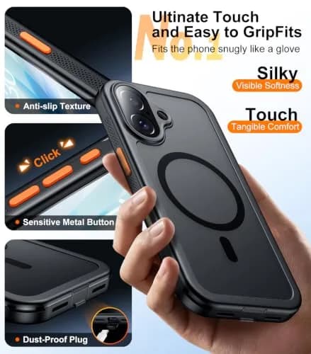 Red2Fire Military Grade Case for iPhone 17 6.3" with Screen & Camera Protector, MagSafe Compatible, Black | Heavy Duty Drop Proof thumbnail 7