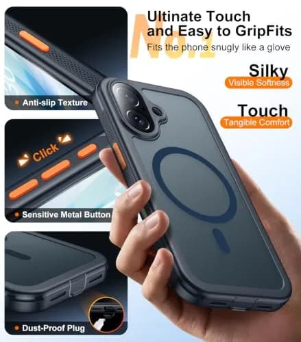 Red2Fire for iPhone 17 Case with Built-in Screen Protector & Camera Protector, MagSafe Compatible, Military Grade Drop Proof, Full-Body Bumper Shockproof Phone Cover 6.3" Blue thumbnail 7
