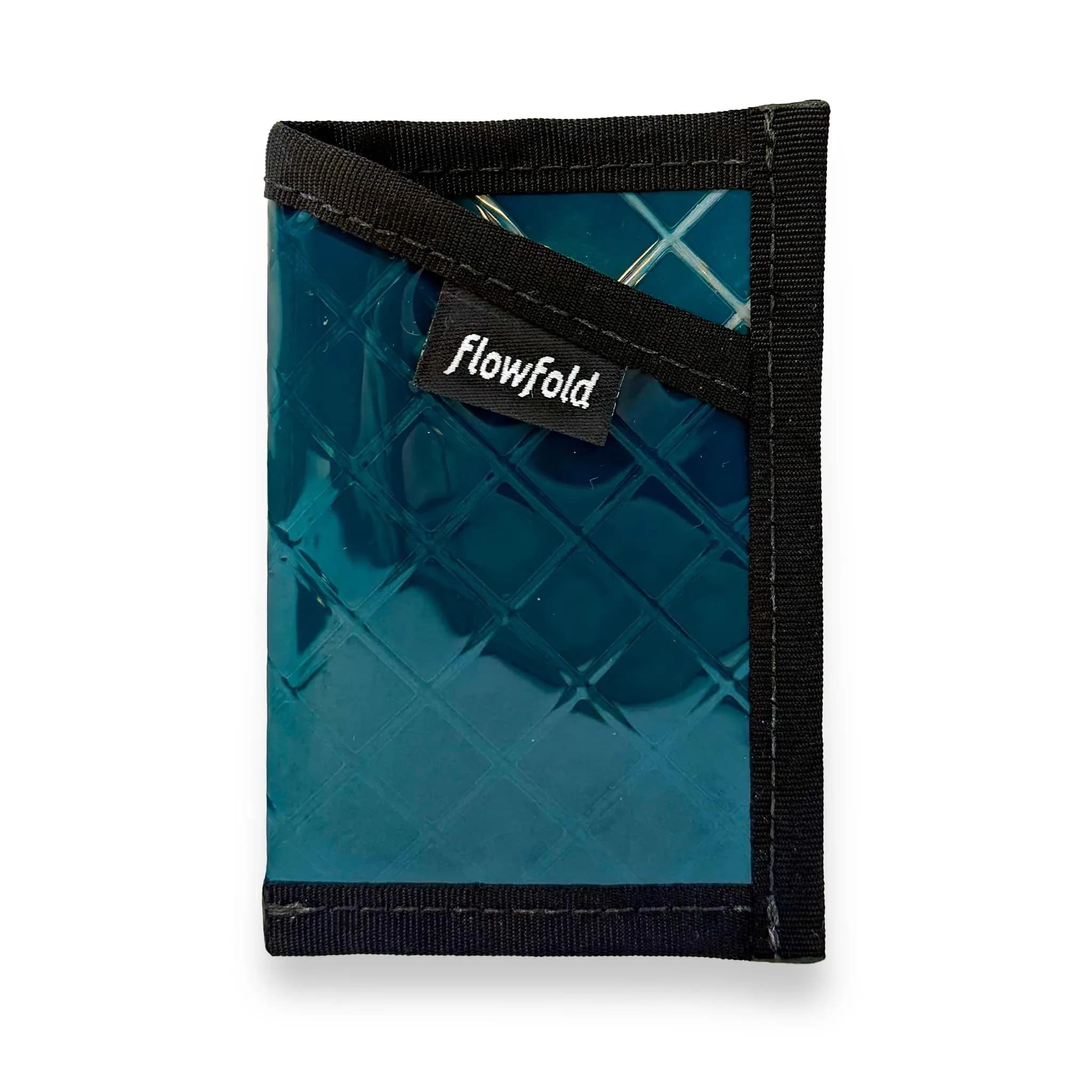 Flowfold Recycled Sailcloth Minimalist Card Holder Wallet | Slim & Durable, Made in USA, Holds 6-8 Cards, Blue Sailcloth — Jade Sailcloth