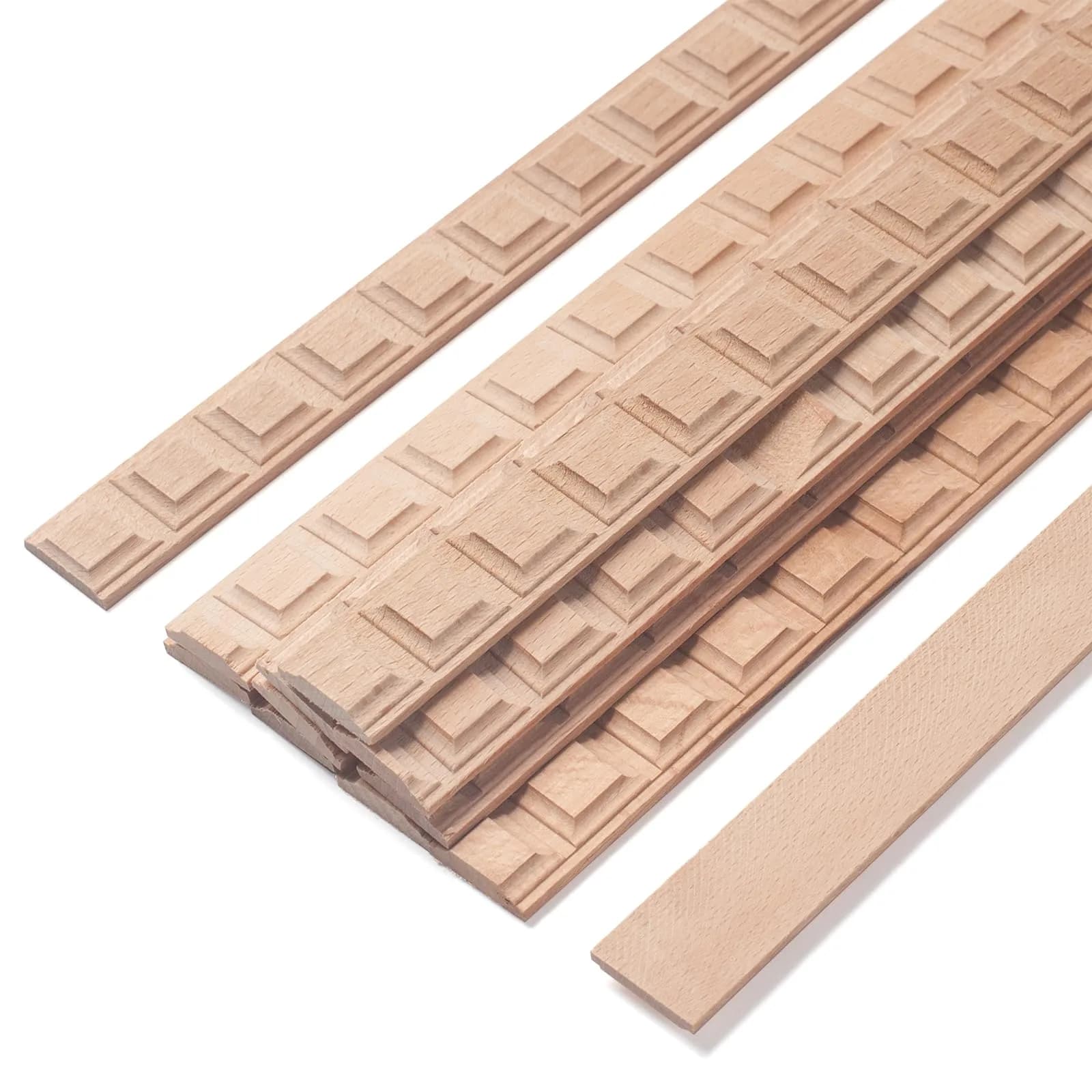 Coowayze Grid Wood Trim Molding Decorative Strips 15.8 inch (40 cm) | 12 PCS Unfinished Beech Wood for Walls, Cabinets, Doors, Mirrors