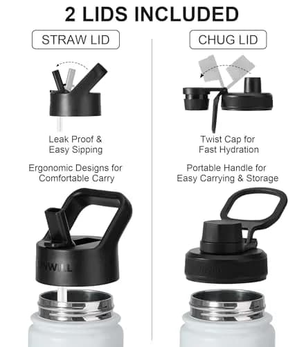 SUNWILL Insulated Water Bottle with Straw & Chug Lid, 22 oz Stainless Steel | Double-Wall Vacuum, Leak-Proof, Powder Coated Finish thumbnail 2