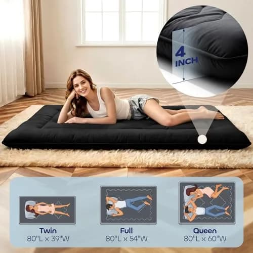 COZYFUZY 4" Thick Japanese Futon Mattress | Space Saving Foldable Floor Mattress Twin thumbnail 4