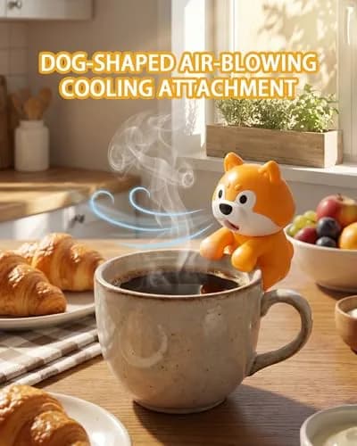 JODUY Clip-On Mini Fan for Cup & Bowl – Dog-Shaped Air-Blowing Cooling Attachment 8.5cm x 6cm x 6cm | Dual-Function Operation thumbnail 2