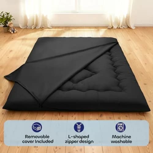COZYFUZY 4" Thick Japanese Futon Mattress Foldable Floor Mattress for Guests, Dorms & Rooms, Portable Tatami Mat with Firm Support & Carry Strap Full thumbnail 3