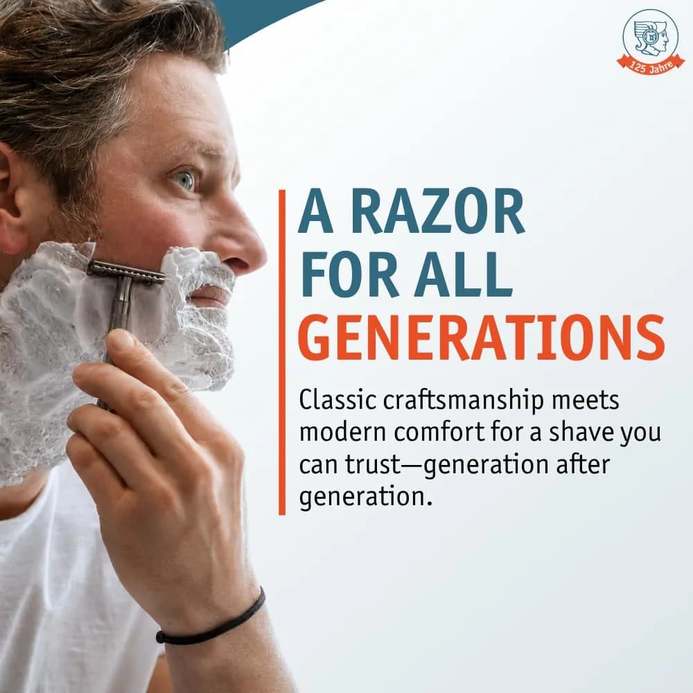 MERKUR 23C Double-Edge Safety Razor for Men, Metallic Grey Long Handle | German Craftsmanship for a Smooth, Plastic-Free Shave - view 5