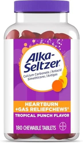 Alka-Seltzer Heartburn + Gas Relief Chews 180 Count | Fast Antacid + Antigas Relief for Heartburn, Gas, Bloating thumbnail 1