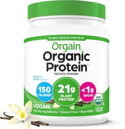 Orgain Organic Vegan Protein Powder Vanilla Bean 1.02 lb (463 g) | USDA Organic Plant-Based Protein thumbnail 1