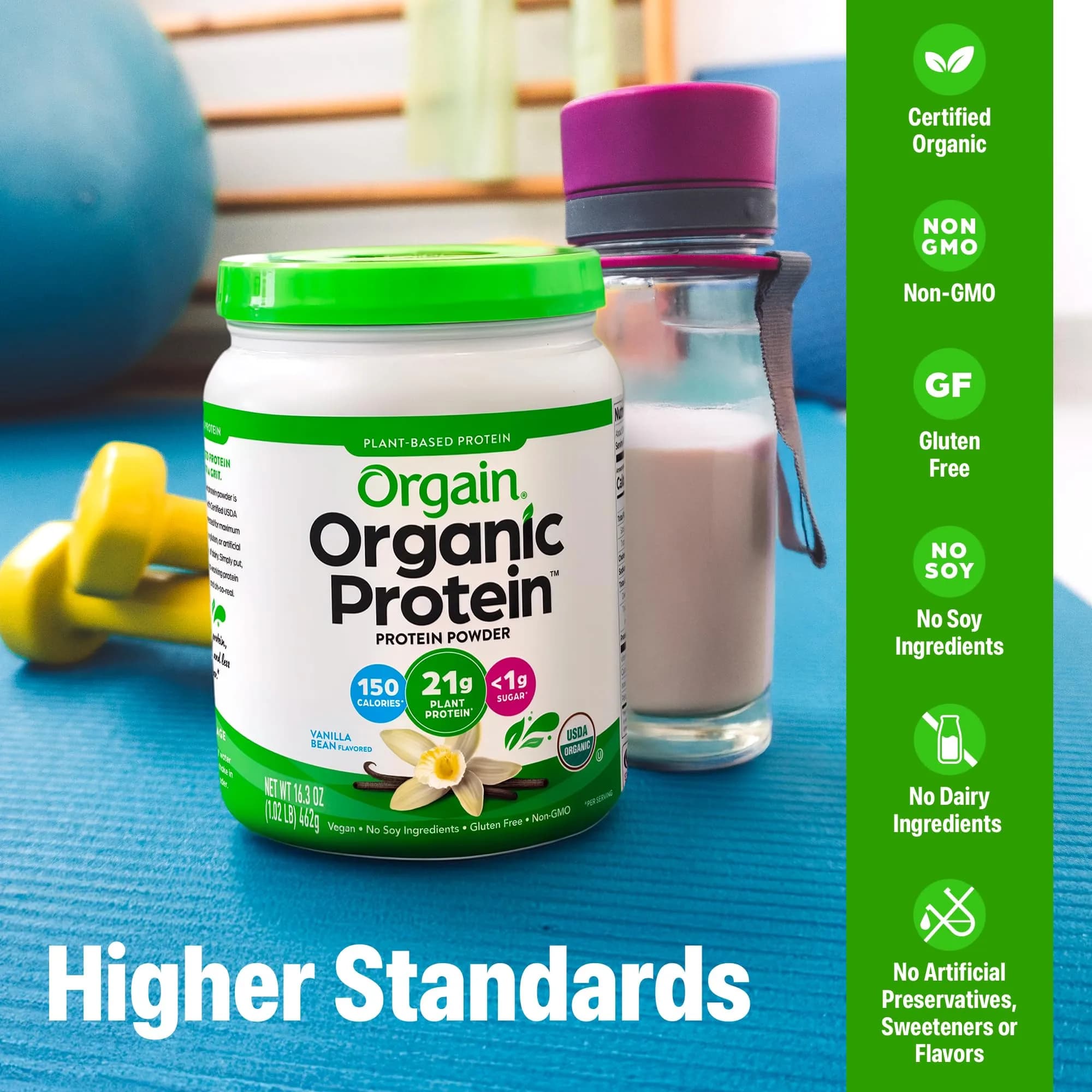 Orgain Organic Vegan Protein Powder Vanilla Bean 1.02 lb (463 g) | USDA Organic Plant-Based Protein - view 3