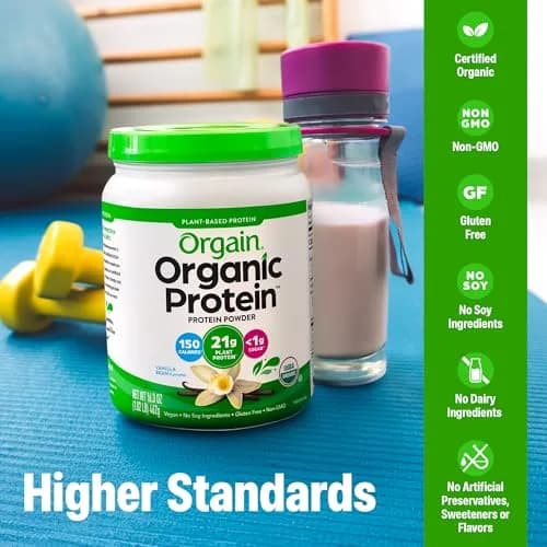 Orgain Organic Vegan Protein Powder Vanilla Bean 1.02 lb (463 g) | USDA Organic Plant-Based Protein thumbnail 3