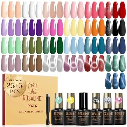 ROSALIND 30pcs Gel Nail Polish Set with Cateye Gel, Base & Top Coats | Salon Quality Manicure at Home thumbnail 1